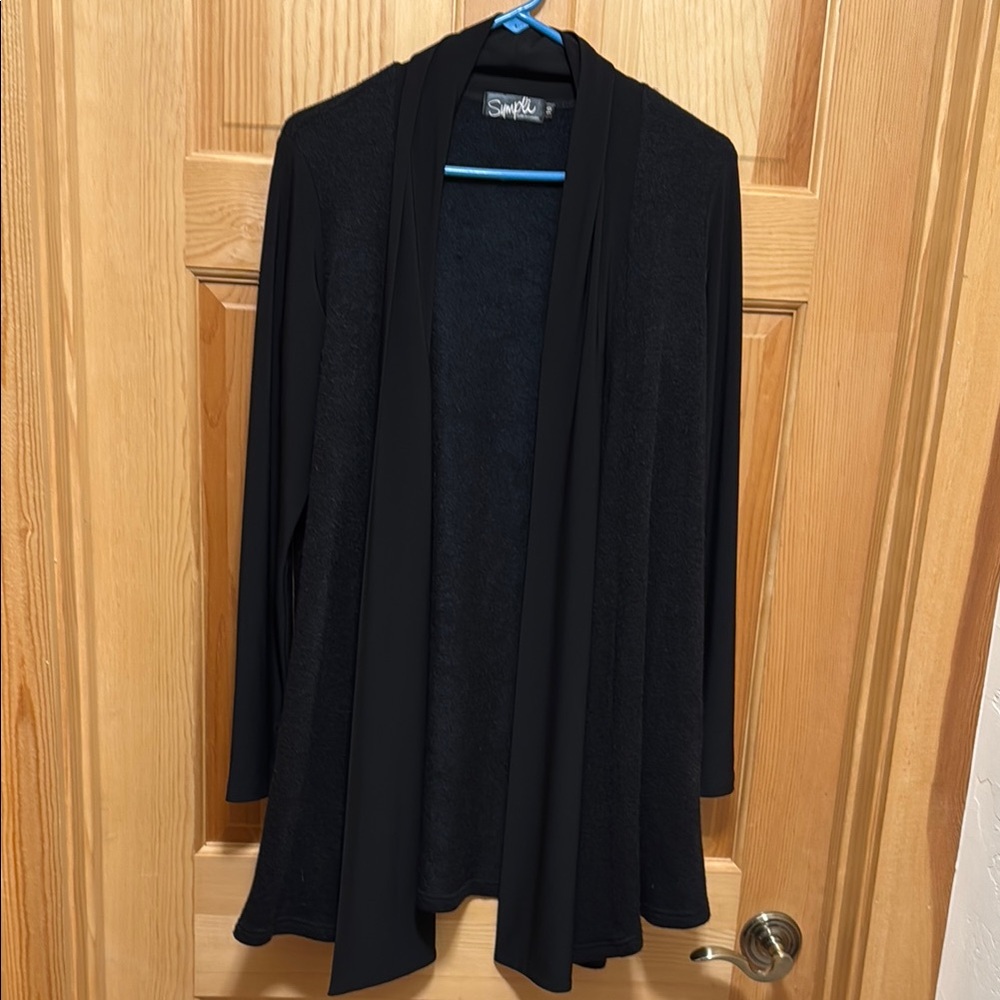 Sympli black open-front sweater coat
